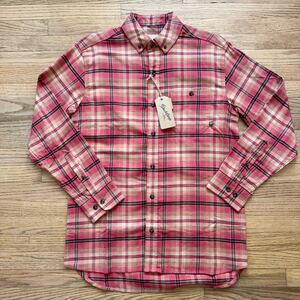 Duck Camp Red Snapper Plaid Twill Flannel Long Sleeve Shirt Men's Size S